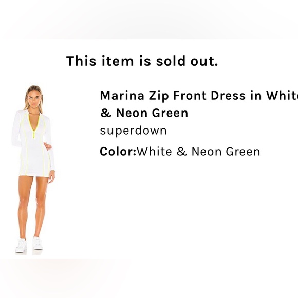 NWT Superdown x Revolve Marina Zip Front Dress in White and Neon green - Picture 4 of 8